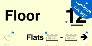 Floor ID sign with One Flat Directional Section